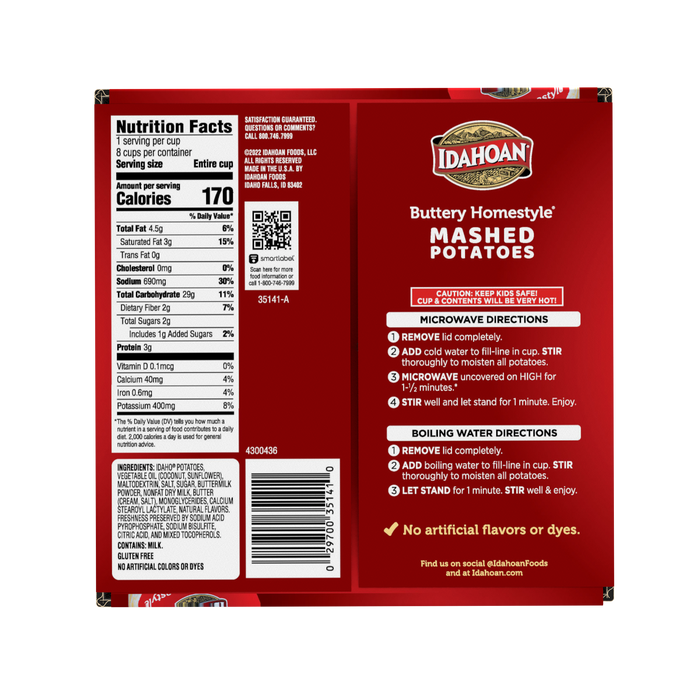 Idahoan® Buttery Homestyle Mashed Cups, 1.5 oz (Pack of 8)
