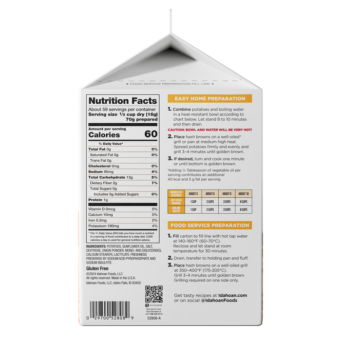 Idahoan® SHREDS Fresh Cut Hash Browns, 2.125 lb