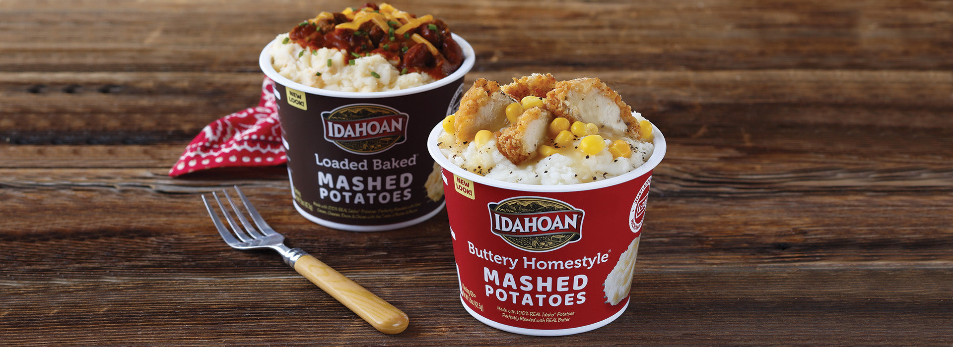 Idahoan mashed potatoes in cups