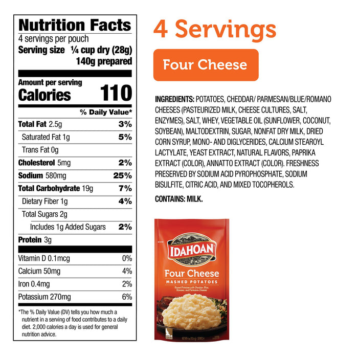 Idahoan® Four Cheese Mashed Potatoes, 4 oz (Pack of 12)