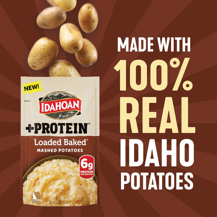 Idahoan Loaded Baked + Protein Mashed Potatoes, 4.6 oz (Pack of 10)