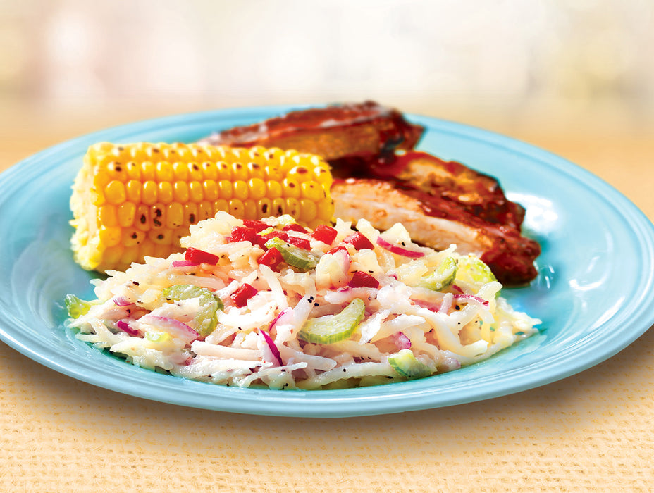 Idahoan® SHREDS Hearty Cut Hash Browns with Sea Salt & Cracked Black Pepper made on a plate