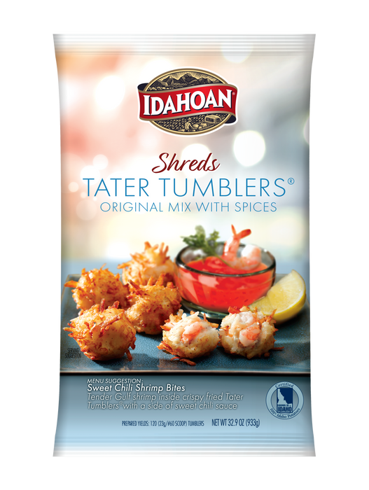 Front image of Idahoan® SHREDS Tater Tumblers® Original Mix with Spices, 4/32.9 oz. pchs