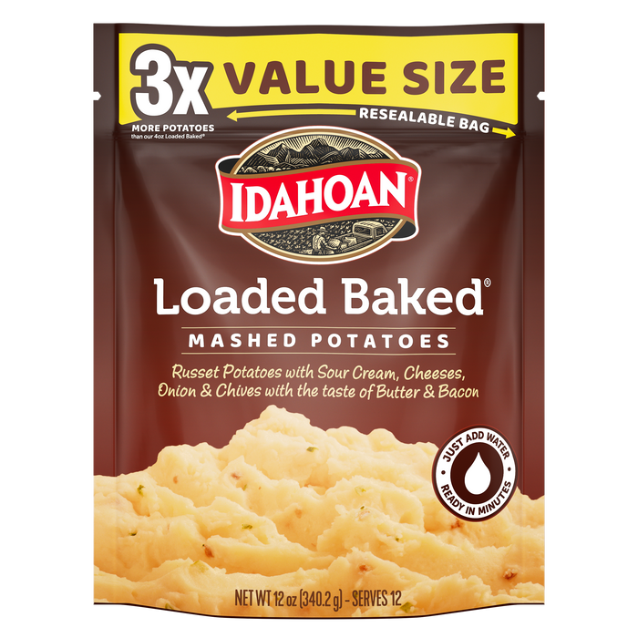 Idahoan Loaded Baked Mashed Potatoes Value Size, 12 oz (Pack of 8)