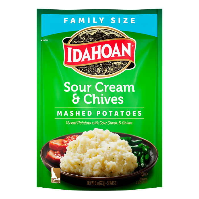 Idahoan Sour Cream & Chives Mashed Potatoes Family Size, 8 oz (Pack of 8)