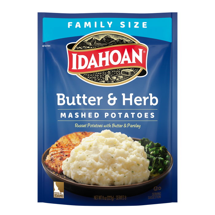 Idahoan® Butter & Herb Mashed Potatoes Family Size, 8 oz (Pack of 8)