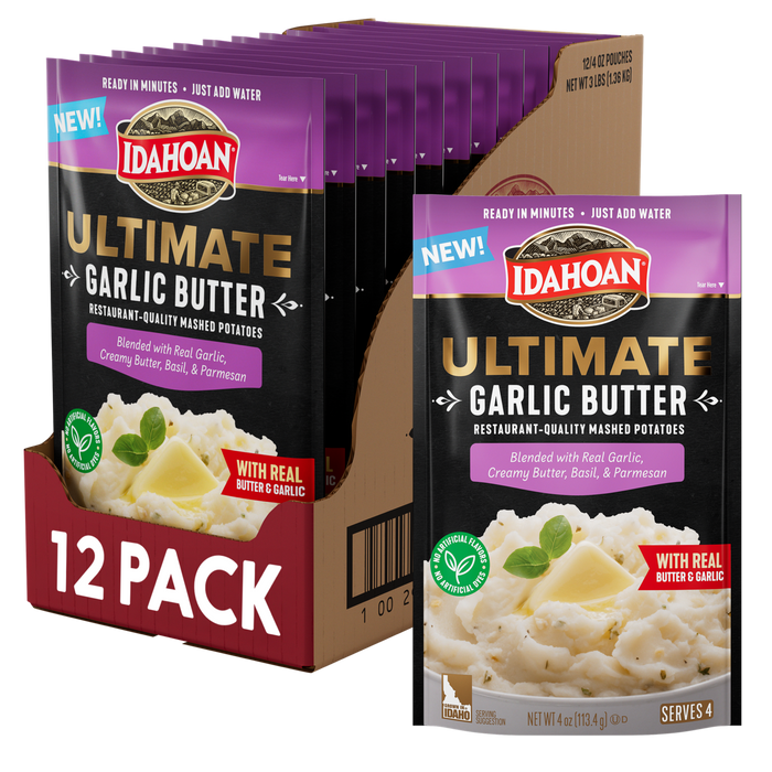 Idahoan® Ultimate Garlic Butter Mashed Potatoes, 4 oz (Pack of 12)