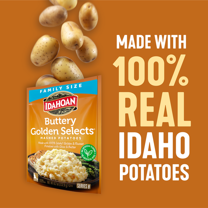 Idahoan® Buttery Golden Selects Mashed Potatoes Family Size, 8.2 oz (Pack of 8)