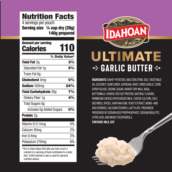 Idahoan® Ultimate Garlic Butter Mashed Potatoes, 4 oz (Pack of 12)