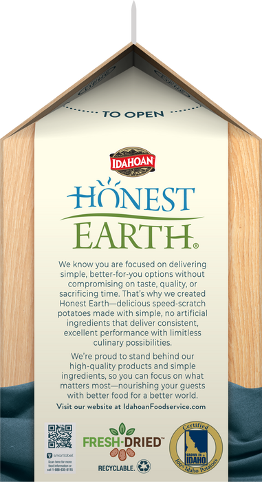 Idahoan® Honest Earth® SHREDS Hearty Cut Hash Brown Shredded Potatoes with a hint of Sea Salt & Pepper, 6/2.25 lb. ctns