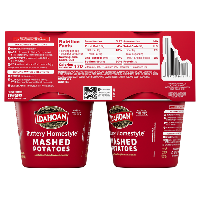 Idahoan Buttery Homestyle® Mashed Potatoes Cup, 1.5oz (4, 10, or 24 count)