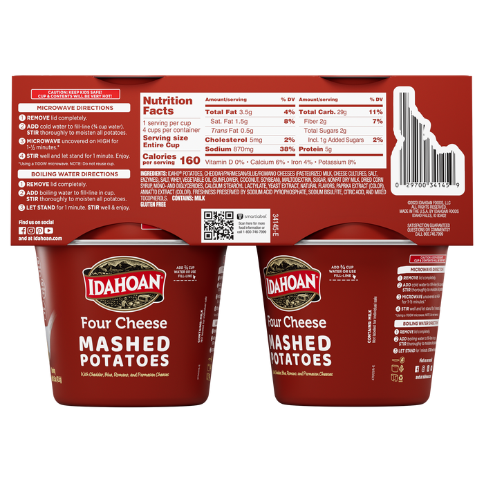 Idahoan® Four Cheese Mashed Potatoes Cup, 1.5oz (4, 10, or 24 count)