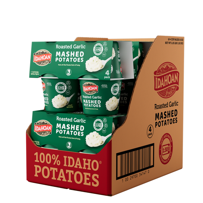 Idahoan® Roasted Garlic Mashed Potatoes Cup, 1.5 oz (4, 10, or 24 count)