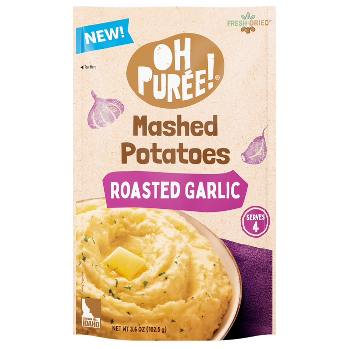 OH PURÉE! Roasted Garlic Mashed Potatoes, 4 servings, 3.6 oz, (Pack of 12)