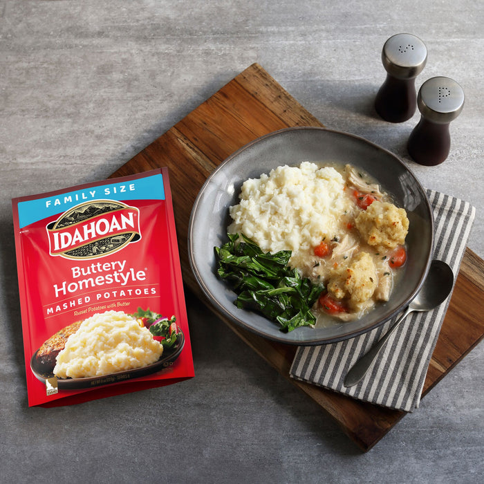 Idahoan® Buttery Homestyle® Mashed Potatoes Family Size, 8 oz (Pack of 8)