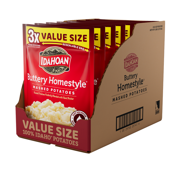 Idahoan Buttery Homestyle Mashed Potatoes Value Size, 12 oz (Pack of 8)