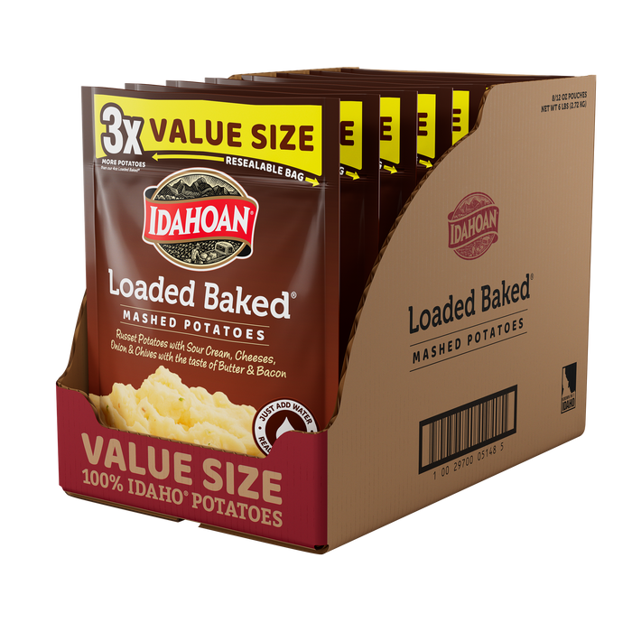 Idahoan Loaded Baked Mashed Potatoes Value Size, 12 oz (Pack of 8)