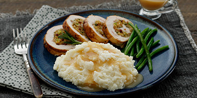 Idahoan mashed potatoes on a plate