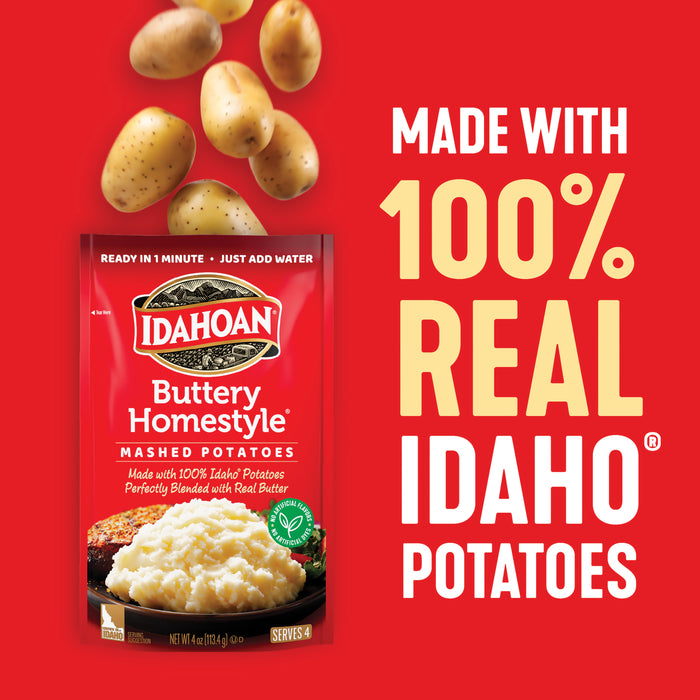 Idahoan®  Buttery Homestyle® Mashed Potatoes, 4oz (Single Pouch)
