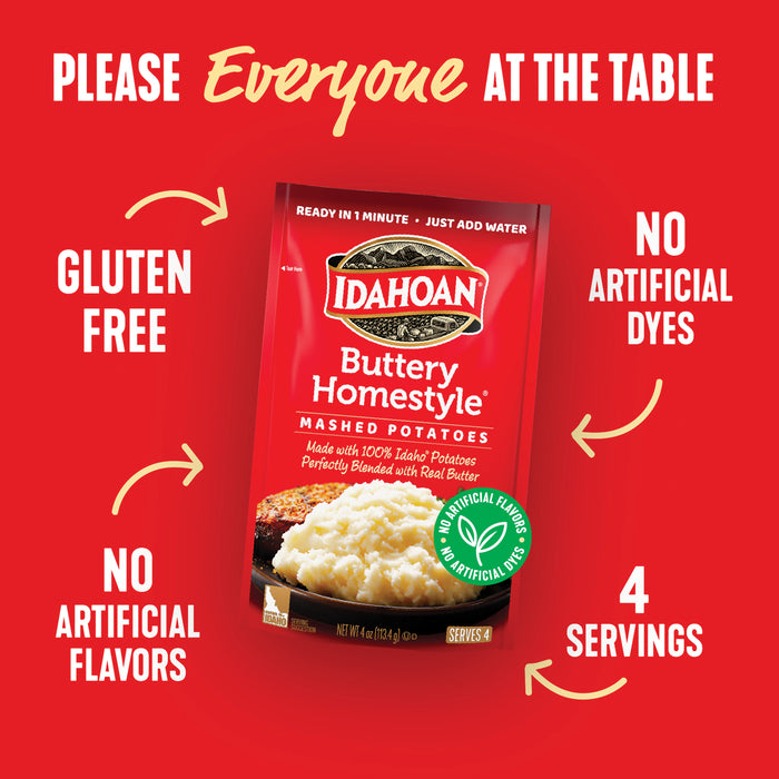 Idahoan®  Buttery Homestyle® Mashed Potatoes, 4oz (Single Pouch)