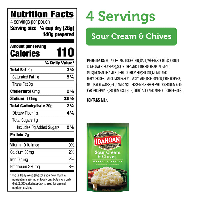 Idahoan® Sour Cream & Chives Mashed Potatoes, 4 oz (Pack of 12)