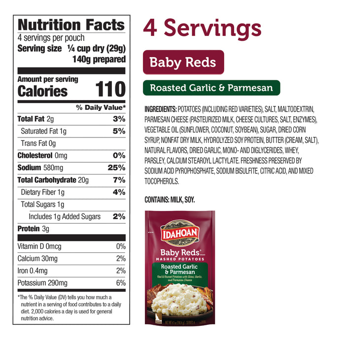 Idahoan® Baby Reds® w/Roasted Garlic & Parm Mashed, 4.1 oz (Single Pouch)