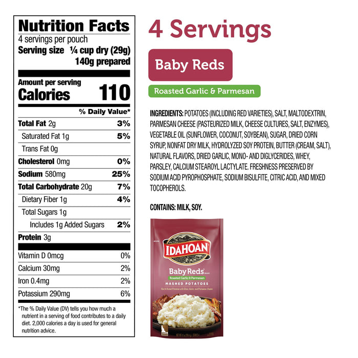 Idahoan Baby Reds® w/Roasted Garlic & Parm Mashed Potatoes, 4.1 oz (Pack of 10)