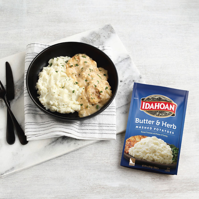 Idahoan® Butter & Herb Mashed Potatoes Family Size, 8 oz (Pack of 8)