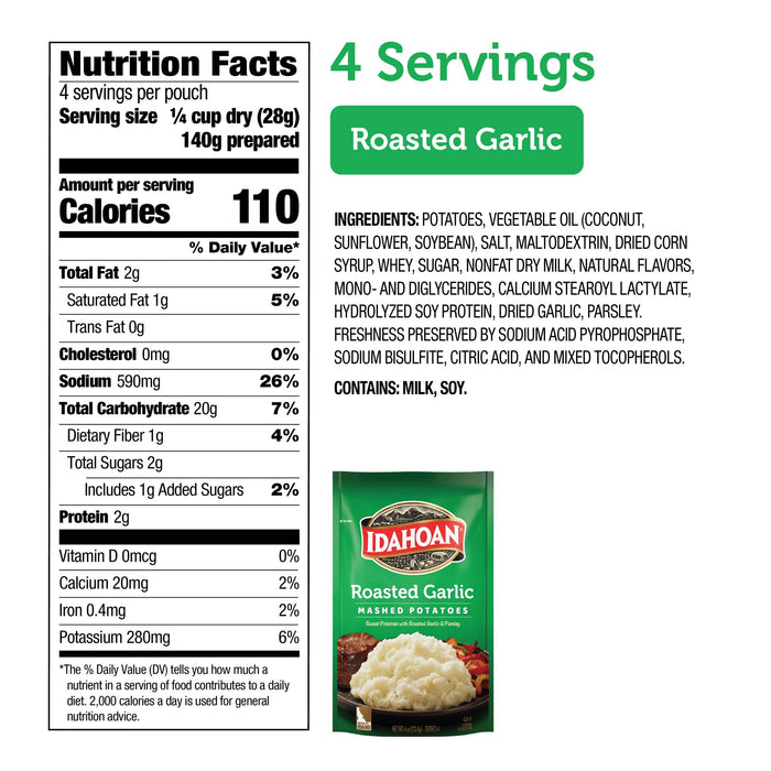 Idahoan® Roasted Garlic Mashed Potatoes, 4oz (Single Pouch)