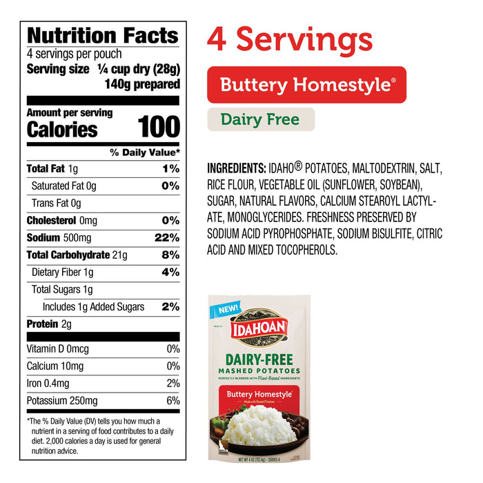 Idahoan® Dairy-Free Buttery Homestyle® Mashed Potatoes, 4 oz (Pack of 12)