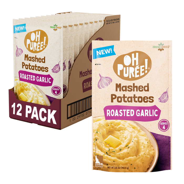 OH PURÉE! Roasted Garlic Mashed Potatoes, 4 servings, 3.6 oz, (Pack of 12)