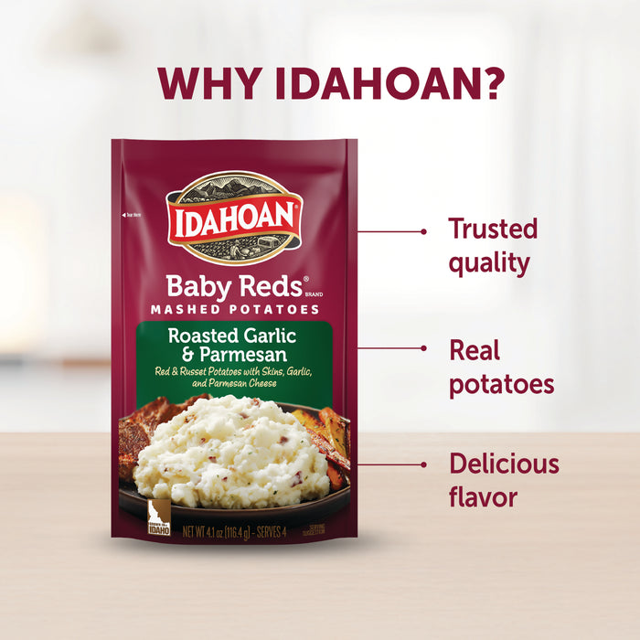 Idahoan® Baby Reds® w/Roasted Garlic & Parm Mashed, 4.1 oz (Single Pouch)