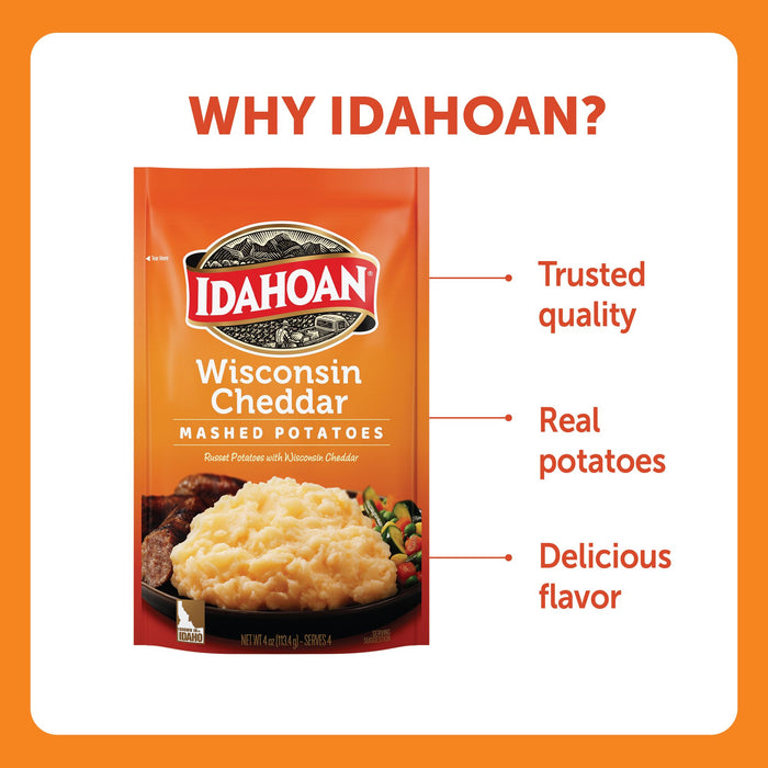 Idahoan Wisconsin Cheddar Mashed, 4 oz (Single Pouch)