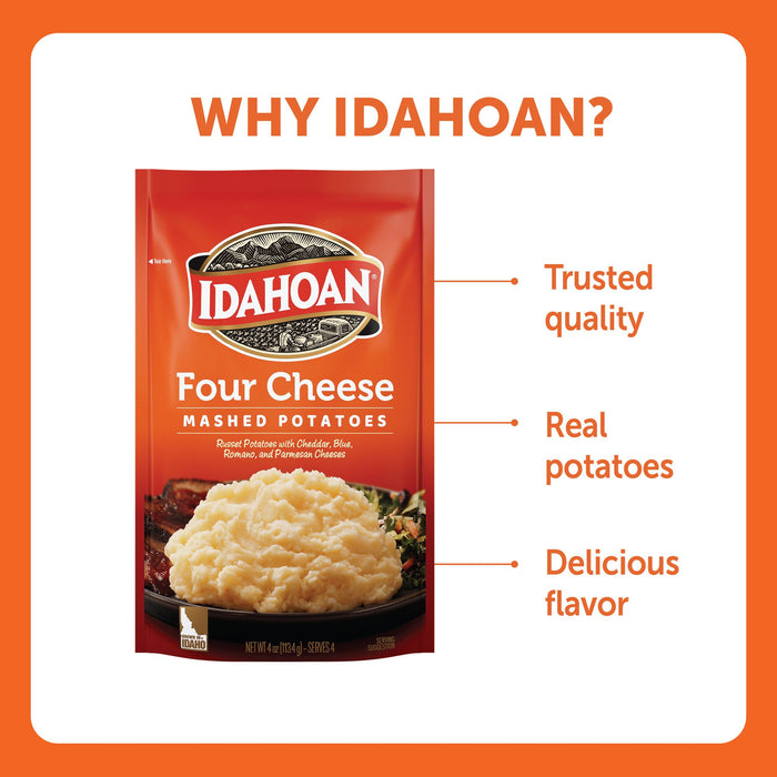 Idahoan® Four Cheese Mashed Potatoes, 4oz (Single Pouch)