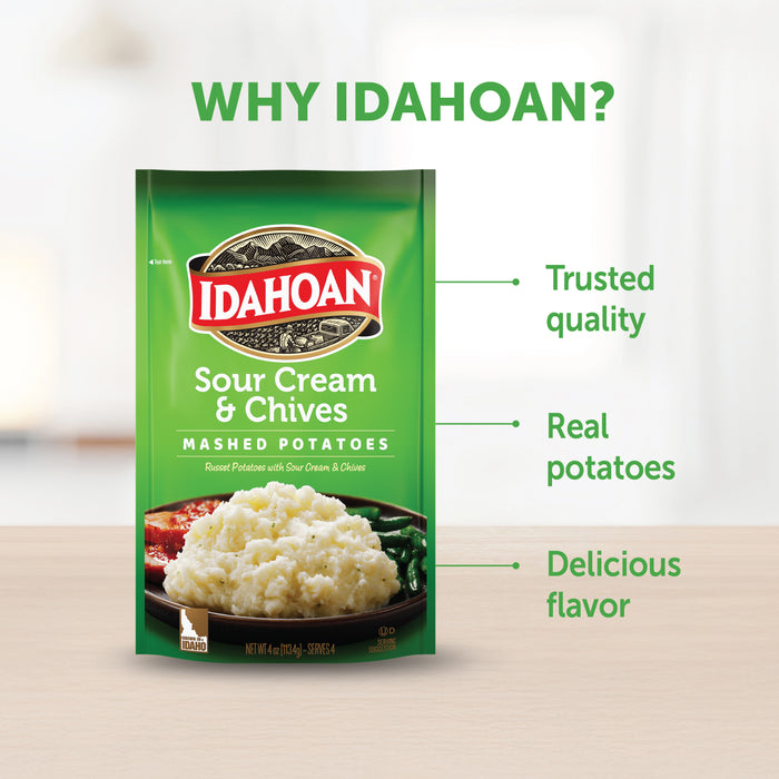 Idahoan® Sour Cream & Chives Mashed Potatoes, 4 oz (Pack of 12)
