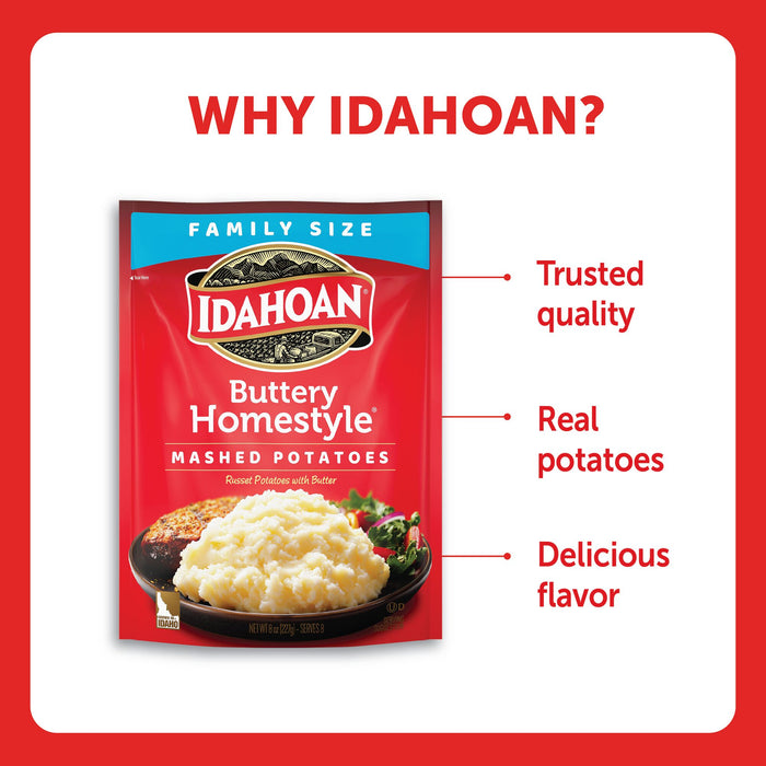 Idahoan® Buttery Homestyle® Mashed Potatoes Family Size, 8 oz (Pack of 8)