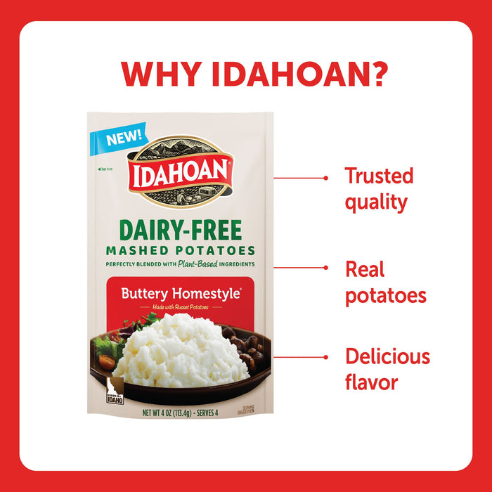 Idahoan® Dairy-Free Buttery Homestyle® Mashed Potatoes, 4 oz (Pack of 12)