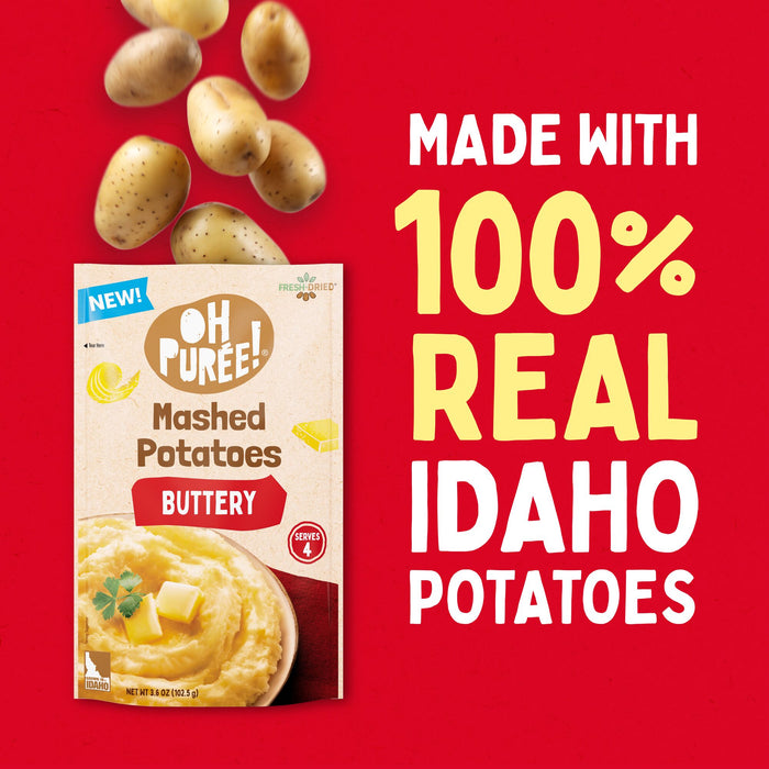 OH PURÉE! Buttery Mashed Potatoes, 4 servings, 3.6 oz, (Pack of 12)