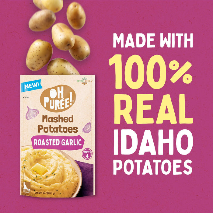OH PURÉE! Roasted Garlic Mashed Potatoes, 4 servings, 3.6 oz, (Pack of 12)