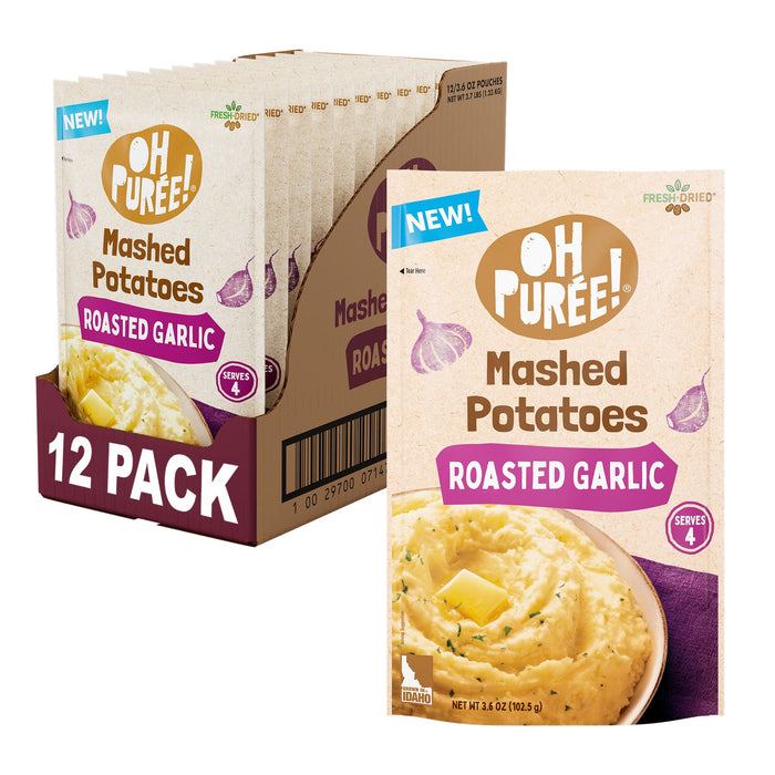 OH PURÉE! Roasted Garlic Mashed Potatoes, 4 servings, 3.6 oz, (Pack of 12)