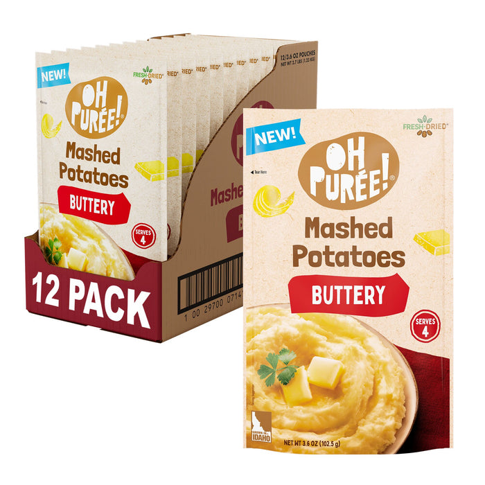OH PURÉE! Buttery Mashed Potatoes, 4 servings, 3.6 oz, (Pack of 12)