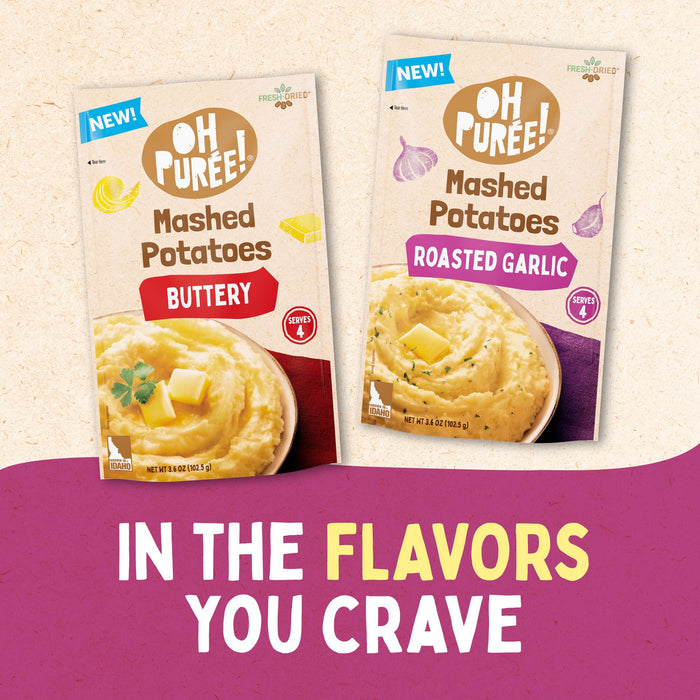 OH PURÉE! Roasted Garlic Mashed Potatoes, 4 servings, 3.6 oz, (Pack of 12)