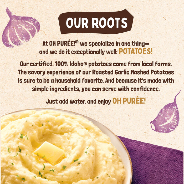 OH PURÉE! Roasted Garlic Mashed Potatoes, 4 servings, 3.6 oz, (Pack of 12)