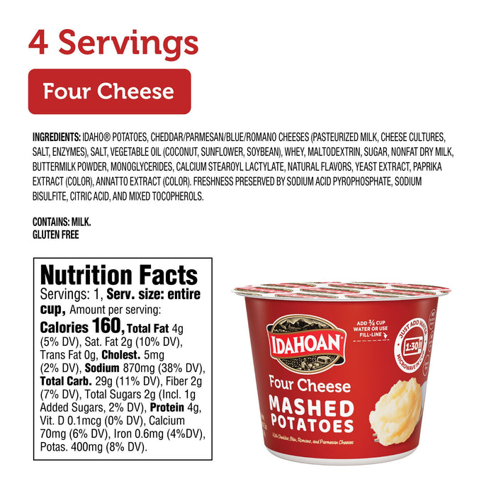 Idahoan® Four Cheese Mashed Potatoes Cup, 1.5oz (4 or 24 count)