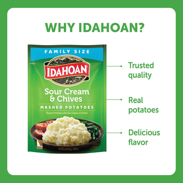 Idahoan Sour Cream & Chives Mashed Potatoes Family Size, 8 oz (Pack of (Pack of 8))