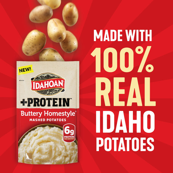 Idahoan Buttery Homestyle + Protein Mashed Potatoes, 4.6 oz (Pack of 10)