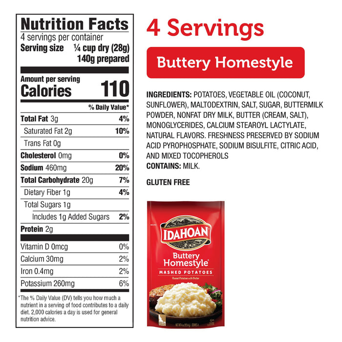 Idahoan Buttery Homestyle® Mashed Potatoes, 4oz (Single Pouch)