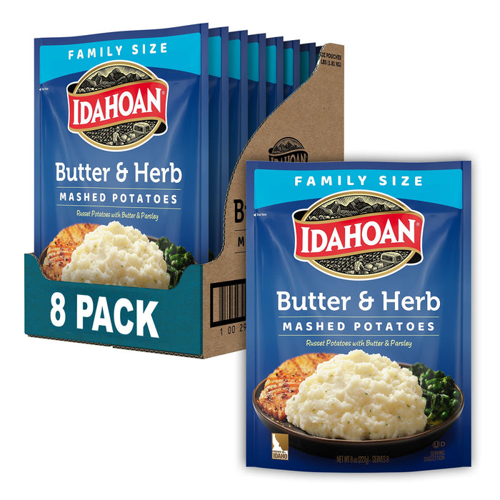 Idahoan® Butter & Herb Mashed Potatoes Family Size, 8 oz (Pack of 8)