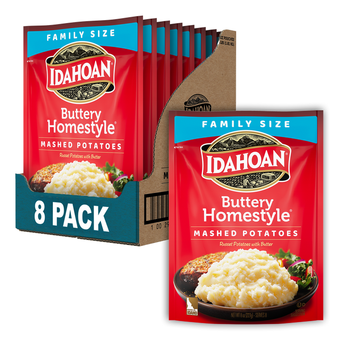 Idahoan® Buttery Homestyle® Mashed Potatoes Family Size, 8 oz (Pack of 8)