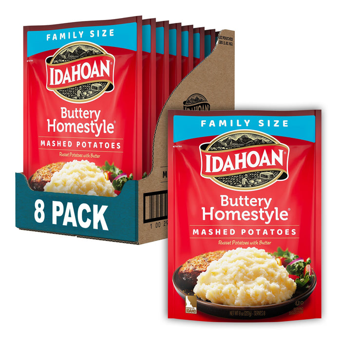 Idahoan® Buttery Homestyle® Mashed Potatoes Family Size, 8 oz (Pack of 8)